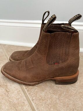 Basserro Chelsea Western Ankle Boot square toe womens size 23 EE(US 6)extra wide